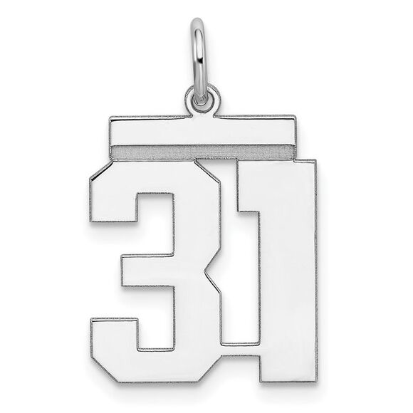Sterling Silver Athletic Collection Medium Polished Number 31 Pendant